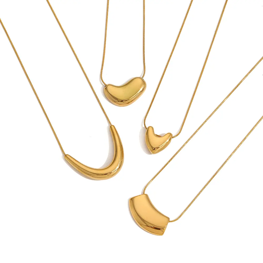 1 Piece Simple Series Daily Geometric Stainless Steel  Gold Color Unisex Chain necklaces h5 